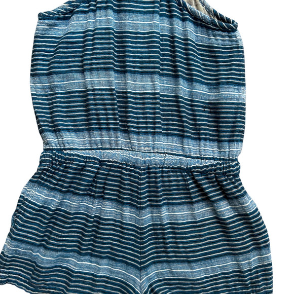 Lou & Grey Small Romper Blue Gray Striped‎ "Baja" Sleeveless Coastal Preppy (9) - Picture 3 of 9